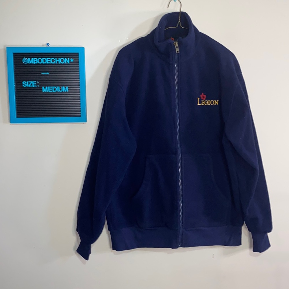 COPY - Womens Large (Mens M) Navy Blue Legion Zip up Thick Fleece sweater